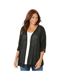 Женский кардиган в темную полоску, большие размеры,, черный Catherine's