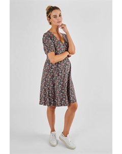 Платье для беременных с цветочным принтом и V образным вырезом, черный Jojo maman bébé