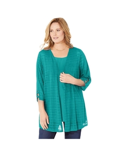 Женский кардиган в полоску с тенями для женщин больших размеров, цвет Waterfall Catherine's