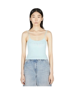 Топ без рукавов с украшенным логотипом, синий Guess