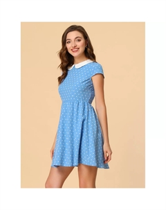 Женское платье трапециевидной формы с воротником Питера Пэна выше колена и скрытой молнией сзади, розовый Allegra k