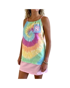 Женское белое платье-майка с принтом тай-дай New York Yankees Unbranded