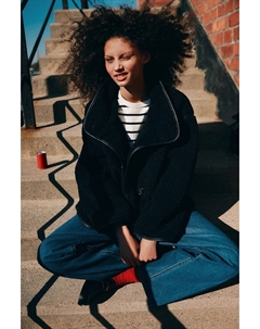 Повседневная куртка из флиса тедди, черный H&m