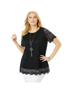 Женская туника из эластичного кружева больших размеров, черный Jessica london