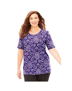 Женская ультрамягкая футболка размера плюс Petite Suprema Katerinas с круглым вырезом, цвет Deep Grape Textured Catherine's