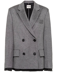 Двубортный пиджак, серый Miu miu