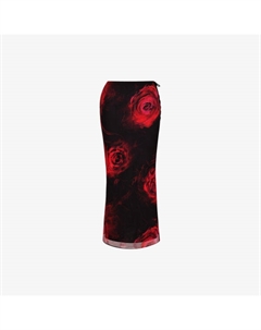 Юбка миди из сетчатой ткани с цветочным принтом, облегающая, черный Mistress rocks