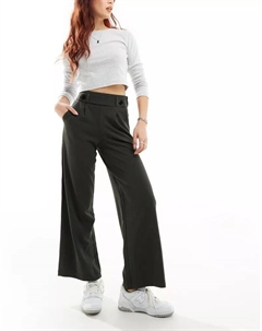 Темно-зеленые брюки Dad с широкими штанинами и пуговицами Jdy