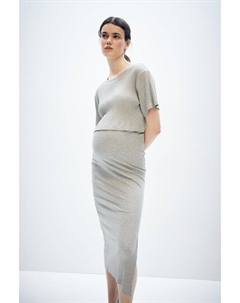 Укороченная футболка mom и юбка карандаш, серый H&m