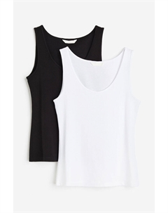 2 пары хлопковых топов-жилетов, белый H&m