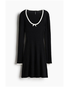 Облегающее платье из трикотажа в рубчик, черный H&m