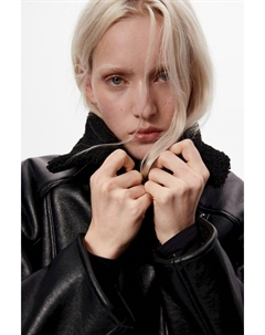 Байкерская куртка с плюшевой подкладкой, черный H&m