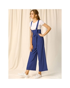 Женский комбинезон прямого кроя с пуговицами спереди, высокой талией и поясом, коричневый Allegra k