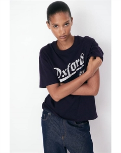 Футболка оверсайз с принтом, синий H&m