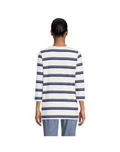 Хлопковая туника Supima с круглым вырезом Petite с рукавами 3/4, черный Lands' end