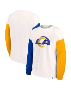 Женский пуловер с логотипом белого цвета с цветными блоками Los Angeles Rams Fanatics