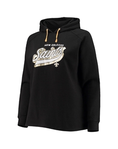 Женский фирменный черный пуловер с капюшоном New Orleans Saints большого размера First Contact реглан Fanatics