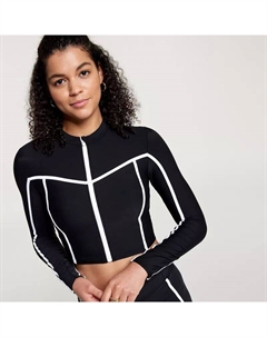 Женский укороченный рашгард для плавания на молнии, черный Calia