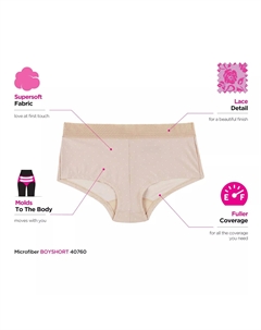 Женские трусики-шорты для мальчиков One Fab Fit из микрофибры с кружевной отделкой 40760 Maidenform