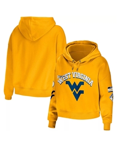 Женская одежда WEAR by Erin Andrews Gold, укороченный пуловер с капюшоном, смешанная техника, West Virginia Mountaineers Unbranded