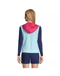 Женский топ UPF 50 с капюшоном и длинными рукавами, рашгард, черный Lands' end