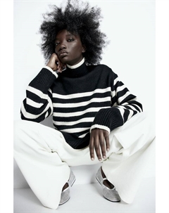 Свитер с высоким воротником оверсайз, черный H&m