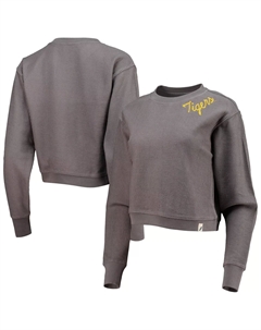 Женская лига, студенческая одежда, темно-серый укороченный пуловер LSU Tigers с шнуровкой из дерева Unbranded