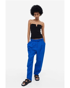 Зауженные брюки из смесового льна, синий H&m