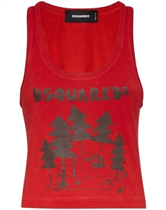Топ с графичным принтом, красный Dsquared2