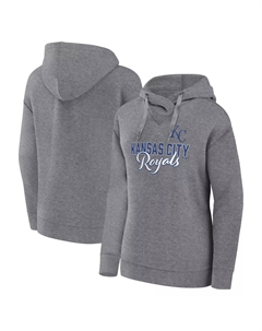 Женский пуловер с капюшоном с логотипом Heather Grey Kansas City Royals Script Favorite Fanatics