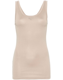 Топ в рубчик с логотипом, серый Prada