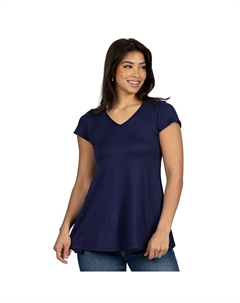 Женская туника свободного кроя с V-образным вырезом, темно-синий 24seven comfort apparel