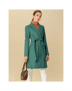 Женский двубортный плащ средней длины с поясом и лацканами, светло-розовый Allegra k