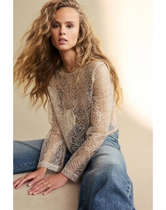 Блузка с длинными рукавами и узором из пайеток, золотой Next