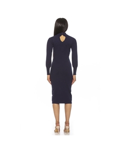 Женское трикотажное платье миди с объемными рукавами , черный Alexia admor