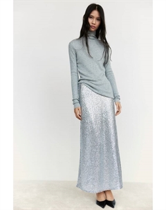 Юбка макси с пайетками, серебряный H&m