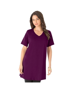 Женская туника больших размеров Ultimate с короткими рукавами и v-образным вырезом, цвет Dark Berry Roaman's