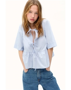 Блузка из поплина с завязками, голубой H&m