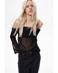 Шифоновая рубашка без плеч, черный H&m