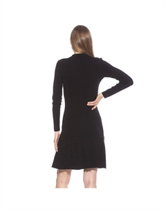 Женское трикотажное платье расклешенного кроя с длинными рукавами Sloane, черный Alexia admor