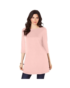 Женская туника больших размеров с вырезом «лодочкой» и боковыми разрезами, цвет Soft Blush Roaman's