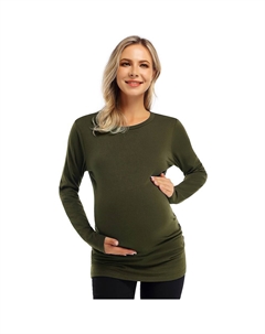 Рубашки для беременных, женские топы с V-образным вырезом и боковой пуговицей, топы больших размеров для женщин, рубашки больших размеров для беременных, цвет Olive Green Coolmee