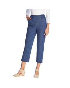 Женские джинсовые капри без застежки с гибким кроем больших размеров для миниатюрных женщин, цвет Medium Stonewash Woman within