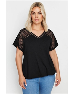 Топ крючком с пышным подолом на рукаве, черный Yours curve
