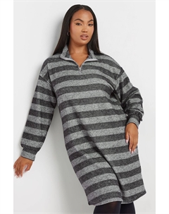 Мягкое на ощупь платье джемпер с застежкой молнией на вороте, серый Yours curve