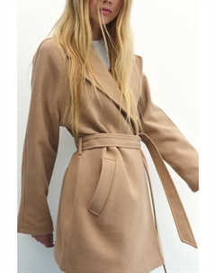 Пальто из фетра с завязывающимся поясом, бежевый H&m