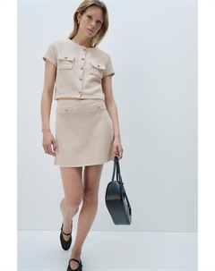 Мини-Юбка из структурированного трикотажа, бежевый H&m