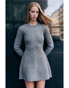 Трикотажное платье в рубчик, серый H&m