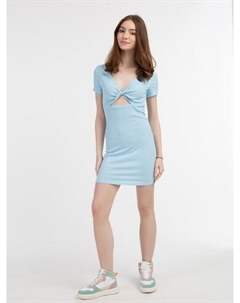 Мини-Платье из трикотажа в рубчик., голубой Mymo