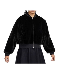 Куртка спортивная двусторонняя куртка-бомбер из искусственного меха, черный Nike